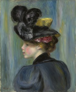 Ung kvinne med svart hatt; Ung kvinne i en svart hatt, 1895 av Pierre Auguste Renoir