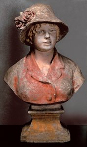 skulptur av Aline Charigot, fru Renoir, ca. 1900 (polykrom gips) av Pierre Auguste Renoir