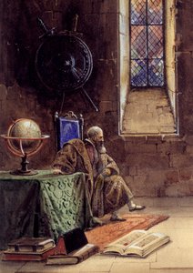 Galilea-representasjon av Galileo Galilei i stykket "" Galilee"" av Francois Ponsard (1814-1867) ved den franske komedie i 1867. Astronomen er representert der i fengselet. Illustrasjon av Pierre Beauvallet (1801-1873) 1867 Paris, Comed av Pierre Beauvallet