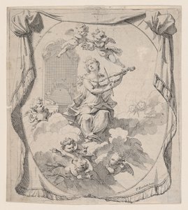 St. Cecilia på skyer opprettholdt av engler, 1696., 1696. av Pierre Berchet