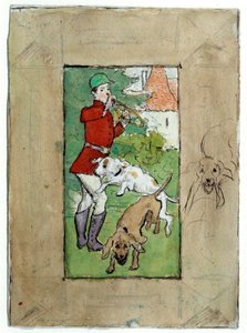 En jeger med hundene sine tegning av Pierre Bonnard av Pierre Bonnard