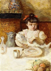 barn og katter; Enfant et Chats, ca. 1906 (olje på lerret) av Pierre Bonnard
