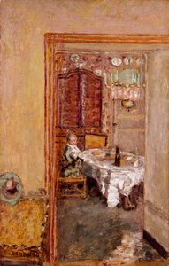 Liten gutt i spisestuen. Maleri av Pierre Bonnard (1867-1947) 1898 engelsk privat samling av Pierre Bonnard
