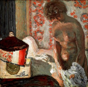 Naken ved lampen Maleri av Pierre Bonnard (1867-1947) 1910-1911 Mål 75,5x75 cm Bern, Samling Hans R. Hahnloser