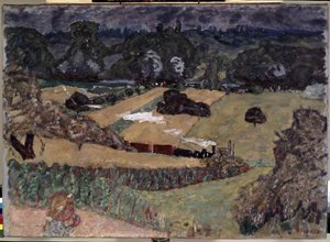 Landskap med godstog. Maleri av Pierre Bonnard (1867-1947) av Pierre Bonnard