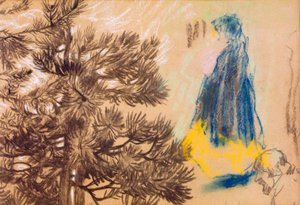Studieark: bartrær, jente i en hettekappe, portrett av en mann av Pierre Bonnard