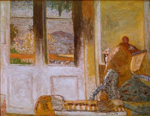 Det franske vinduet (Matin a Le Cannet) Maleri av Pierre Bonnard (1867-1947) 1932. Olje på lerret. Dim. 86x112 cm Collection Privee av Pierre Bonnard