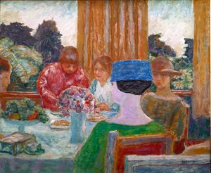 The Little Blue Hat Maleri av Pierre Bonnard (1867-1947) 1917 Dim. 66x79 cm Paris, Winterthur, privat samling av Pierre Bonnard