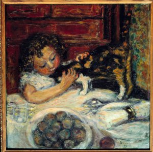 Den lille jenta med katten av Pierre Bonnard