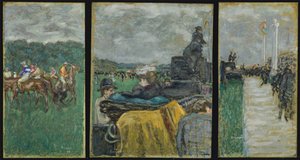 Longchamp Racecourse Les baner à Longchamp. Triptych, 1897 av Pierre Bonnard
