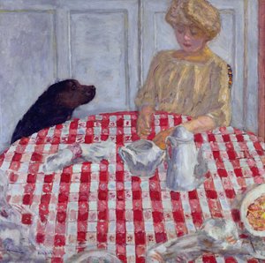 Den rødrutede duken, eller hundene middag, 1910 av Pierre Bonnard