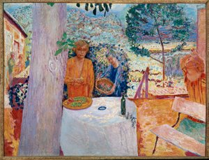 Terrassen på Vernon (maleri på lerret) av Pierre Bonnard