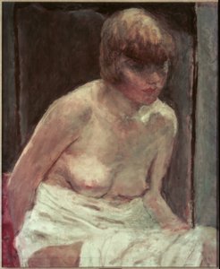 Torso av ung kvinne i hvit badekåpe av Pierre Bonnard