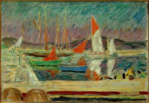 Seilbåter i havnen i Saint-Tropez av Pierre Bonnard