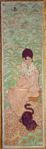 Kvinne sitter ved katten av Pierre Bonnard