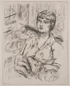 Woman with Dog, illustrasjon fra "Dingo" av Octave Mirbeau av Pierre Bonnard