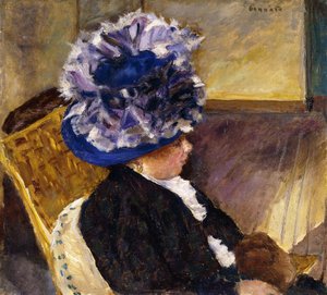 Ung kvinne i en blå hatt; Ung kvinne i en blå hatt av Pierre Bonnard