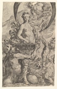 Jupiter, Pluto og Neptun tilbyr sin rikdom til formuen, 1624.