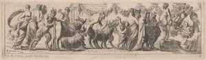 Satyrer som bringer dyr til et alter av Pierre Brebiette