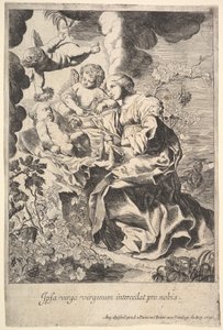 Jomfru og barn med engler, 1636. av Pierre Brebiette