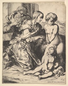 Jomfru som kneler foran Kristus, 1610-42. av Pierre Brebiette