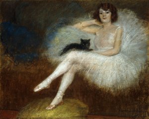Ballerina med en svart katt