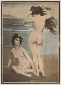 Badende kvinner (farge litho)
