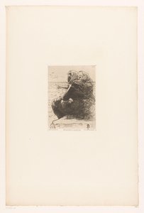 Hviler kvinner på kysten Pecheuses à Granville. (tittel på objekt) av Pierre Celestin Billet
