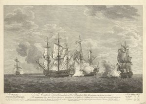 Angrep av et engelsk skip på tre franske skip utenfor St. Eustatius, 1758