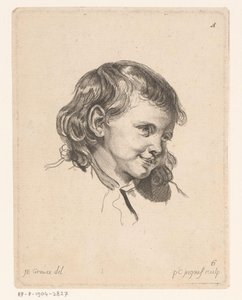 Barnets hode, vendt mot høyre Hoder til forskjellige figurer (serietittel) ir. Cahier de Têtes de différens Caracteres (serietittel) av Pierre Charles Ingouf