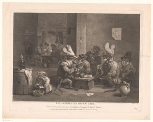 Røyker og drikker aper på et vertshus Les hommes og mignaturer. (tittel på objekt) av Pierre Chenu