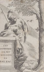 Frontispice, fra Intervjuer med avdøde Mr. Balzac Les Entretiens de Feu Monsieur d..., 1660.