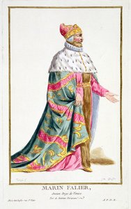 Marino Falier (1274–1355) Doge av Venezia fra «Samling av trykk som representerer rang og verdighet, etter alle eksisterende nasjoners kostyme», utgitt 1780 (håndkolorert gravering)
