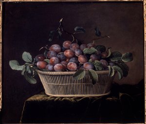 Basket of Plomme Maleri av Pierre Dupuis