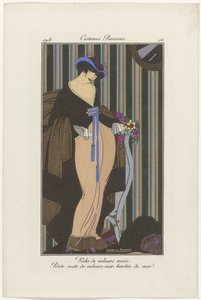 Journal of Ladies and Fashions: the Fashion Illustrators Journal of Ladies and Fashions: Fashion News Journal des Dames et des Modes, Costumes Parisiens, 1913, nr. 111: Fløyelskjole (...) av Pierre Emile Legrain