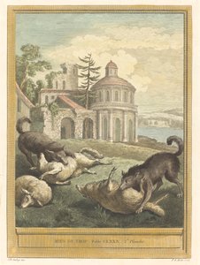Rien de trop (Nothing in Excess) av Pierre Etienne Moitte after Jean Baptiste Oudry