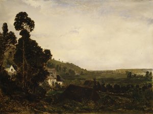 Et gammelt kapell i en dal, ca. 1835. av Pierre Etienne Theodore Rousseau