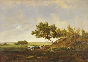 The Pond at the Foot of the Hill, ca. 1848-55 (olje på tre) av Pierre Etienne Theodore Rousseau
