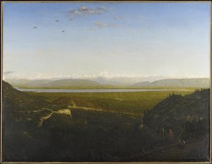 Utsikt over Mont Blanc, se fra La Faucille, ca. 1865 (olje på lerret) av Pierre Etienne Theodore Rousseau