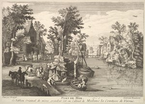 Sea Port Port de Mer etter maleriet i samlingen til Madame la Comtesse de Verrue. av Pierre Francois Beaumont