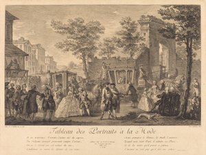 Tabell over fasjonable portretter av Pierre Francois Courtois after Augustin de Saint Aubin
