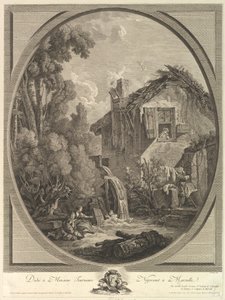 Paysage au Moulin vindmøllelandskap, 1700-tallet. av Pierre Francois Laurent