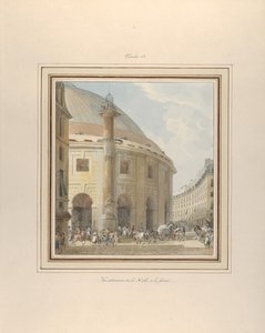 Halle aux Blés, utvendig utsikt, ca. 1810.