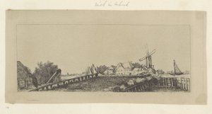 Landskap med trebro og mølle Recueil de quatre-vingt-cinq estampes originales (serietittel) av Pierre François Basan (workshop of)