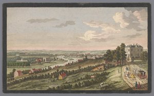 Utsikt over en elv med skip og båter på vannet ved måneskinn 2 meg. Clair de lune (tittel på objekt) av Pierre François Basan