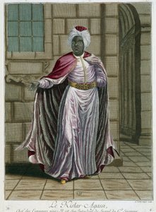 Portrett av Kistar-Agassi (sjef for evnukkene) - i" Samling av 100 trykk som representerer forskjellige nasjoner i Levanten i 1707 og 1708"" etter ordre fra M. de Frriol, kongens ambassadør ved Porte og oppdatert i 1712 -13 av M. Le H