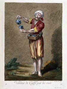Selger av kaffe ved gatene, "" Samling av 100 trykk som representerer forskjellige nasjoner i Levanten i 1707 og 1708"" etter ordre fra M. de Frriol, kongens ambassadør ved Porte og oppdatert i 1712-13 av omsorg fra M. Le Hay, Basan-gravør, Par av Pierre François Basan