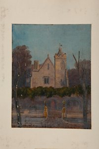 Grammar Hall (olje på lerret montert på kort) av Pierre François Joseph Tonneau