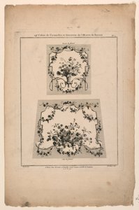 Design for Tapestry-stolseter, plate 1 fra "Cahier de Cartouches et Ornemens de l