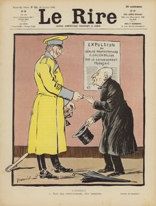 Satire over Frances forlatelse av Alsace til Tyskland. Illustrasjon for Le Rire